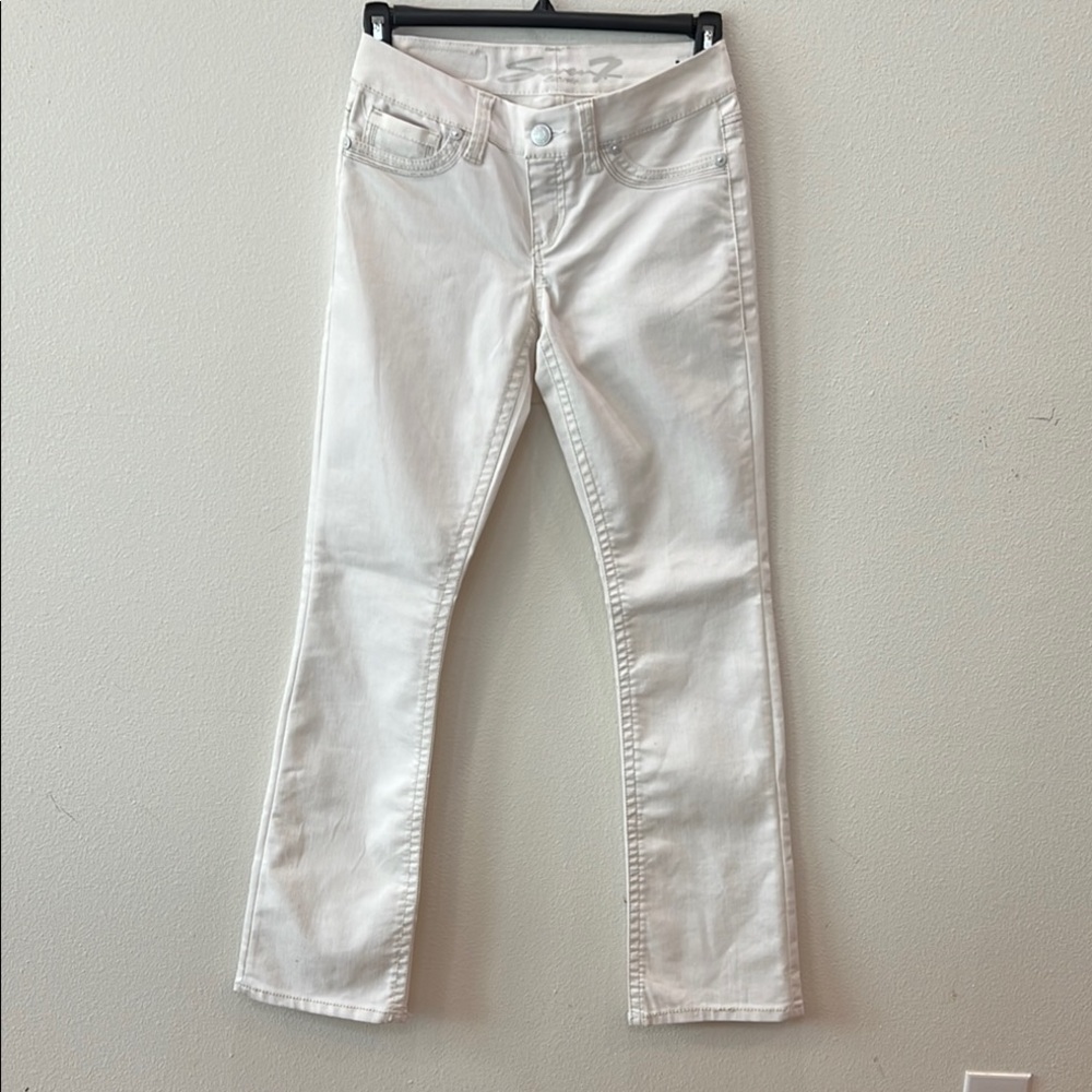 Seven7 Slim Bootleg Designer White Jeans Womens 27